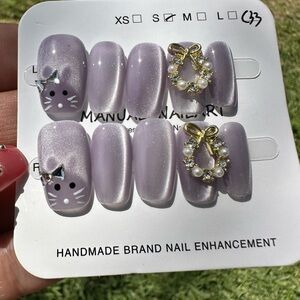 Handmade Lavender Bunny Nail Enhancement